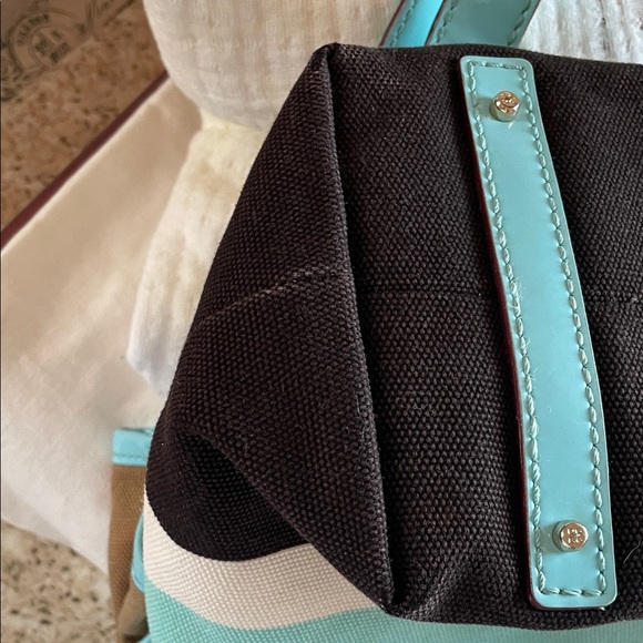 Kate Spade Aqua and Tan Striped Tote - Picture 6 of 11